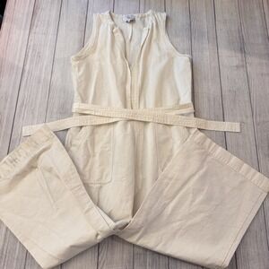 G. Label By Goop‎ Made In Italy Cotton Wide Leg Belted Jumpsuit Size 12